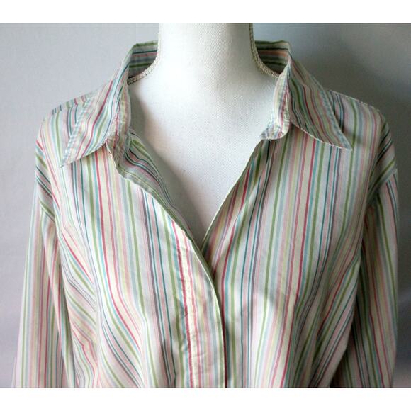 Villager Liz Claiborne Women's Multi Color Striped Long Sleeve Blouse Size 22W - Picture 2 of 10